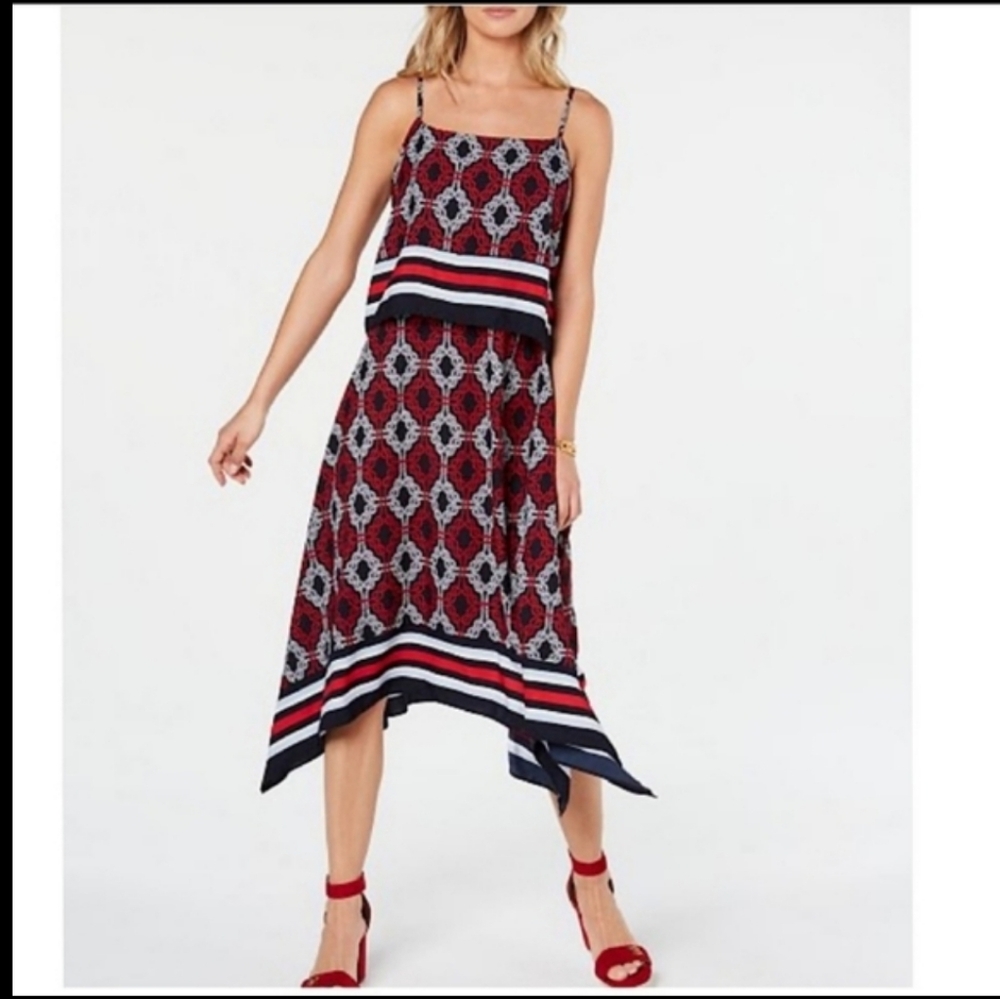 New Tommy Hilfiger Nautical Rope Handkerchief Hem Flowy Lightweigh Dress 18